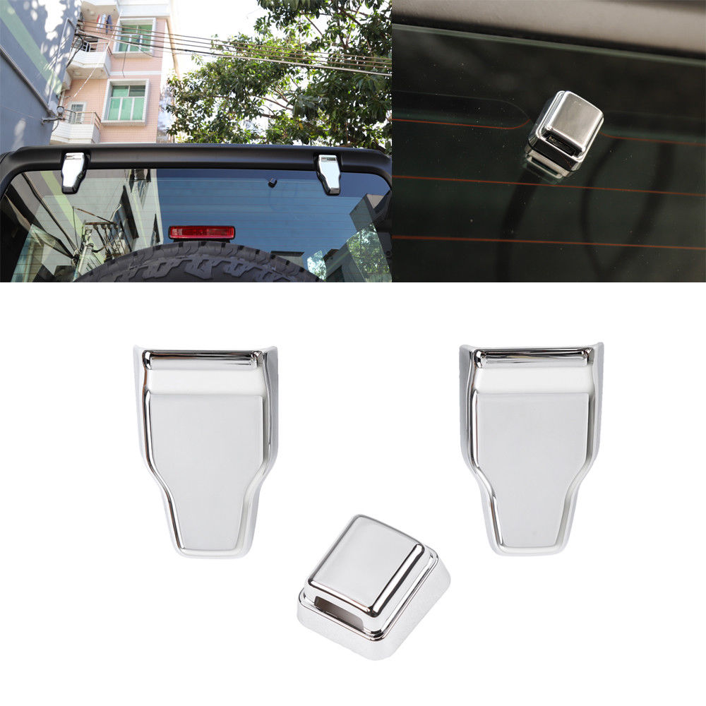 Chrome Rear Window Hinge-Water Spout Covers 18-up Jeep Wrangler - Click Image to Close